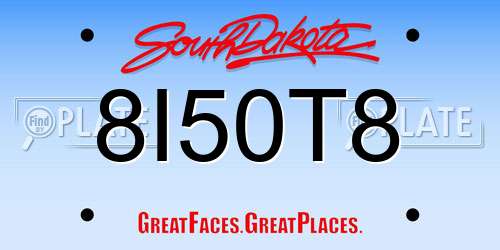 8I50T8 South Dakota License Plate