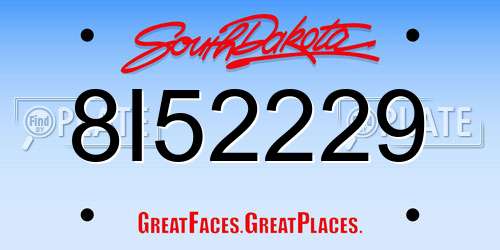 8I52229 South Dakota License Plate