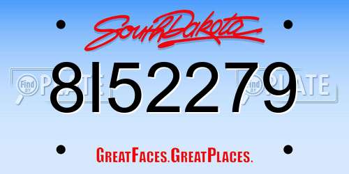 8I52279 South Dakota License Plate