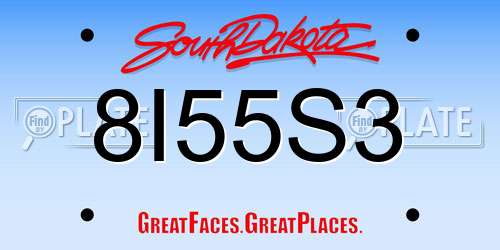 8I55S3 South Dakota License Plate
