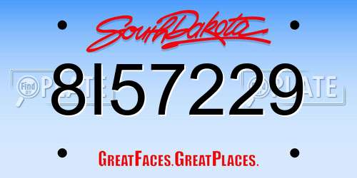 8I57229 South Dakota License Plate