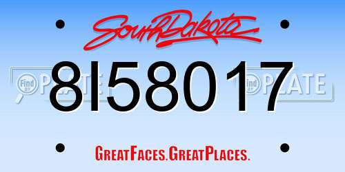 8I58017 South Dakota License Plate