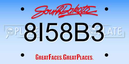 8I58B3 South Dakota License Plate
