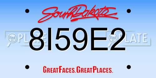 8I59E2 South Dakota License Plate