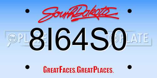 8I64S0 South Dakota License Plate
