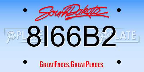 8I66B2 South Dakota License Plate
