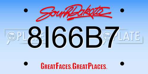 8I66B7 South Dakota License Plate