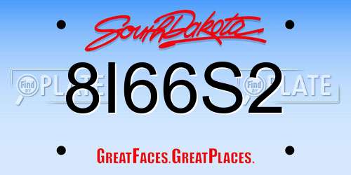 8I66S2 South Dakota License Plate