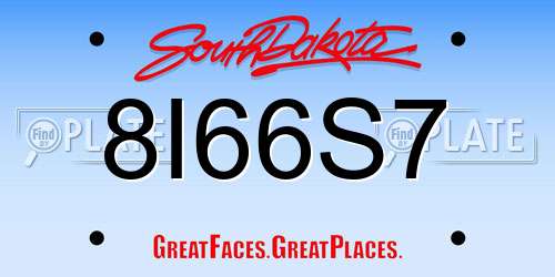 8I66S7 South Dakota License Plate