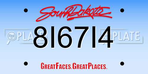 8I67I4 South Dakota License Plate