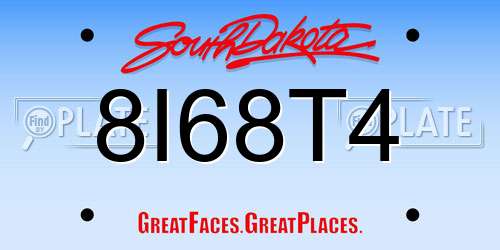 8I68T4 South Dakota License Plate