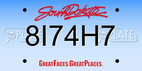 8I74H7 South Dakota License Plate