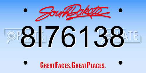 8I76138 South Dakota License Plate