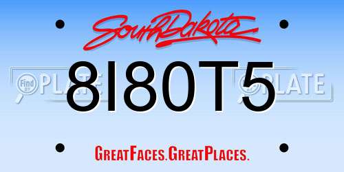 8I80T5 South Dakota License Plate