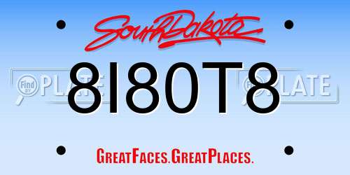 8I80T8 South Dakota License Plate