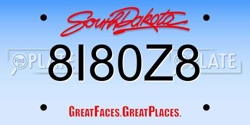 8I80Z8 South Dakota License Plate