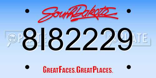 8I82229 South Dakota License Plate