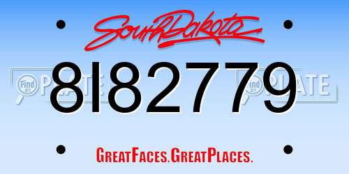 8I82779 South Dakota License Plate
