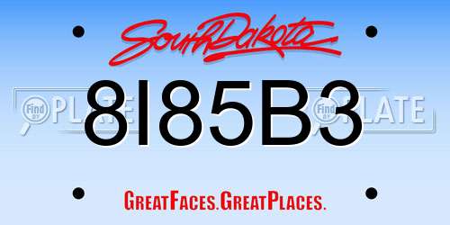8I85B3 South Dakota License Plate