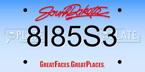 8I85S3 South Dakota License Plate
