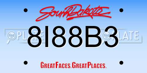 8I88B3 South Dakota License Plate