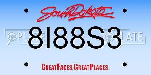 8I88S3 South Dakota License Plate