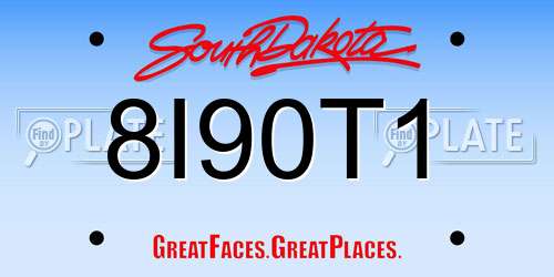 8I90T1 South Dakota License Plate