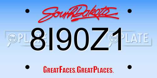 8I90Z1 South Dakota License Plate