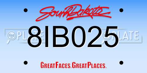 8IB025 South Dakota License Plate