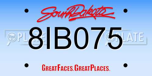 8IB075 South Dakota License Plate