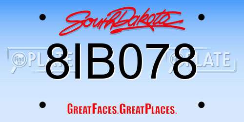 8IB078 South Dakota License Plate