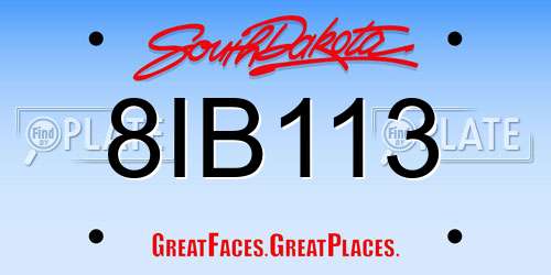 8IB113 South Dakota License Plate