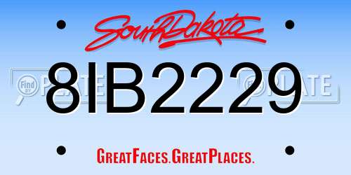 8IB2229 South Dakota License Plate
