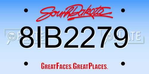 8IB2279 South Dakota License Plate