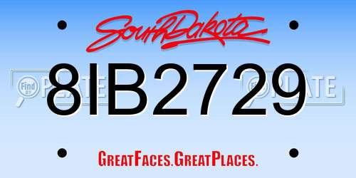 8IB2729 South Dakota License Plate