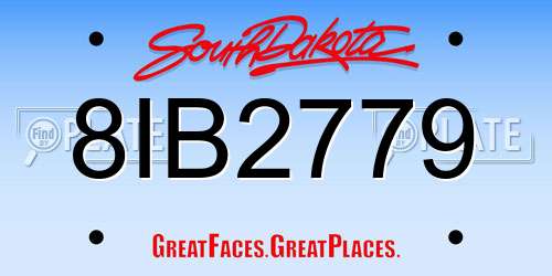 8IB2779 South Dakota License Plate