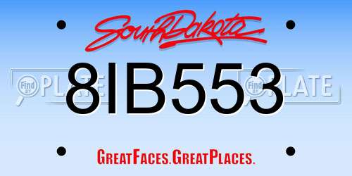 8IB553 South Dakota License Plate