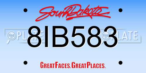 8IB583 South Dakota License Plate