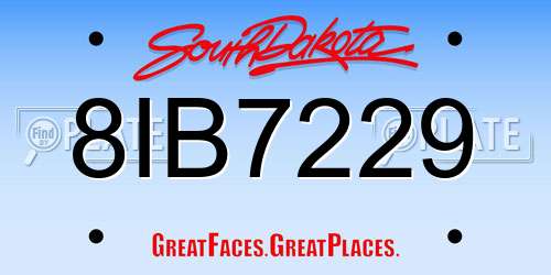 8IB7229 South Dakota License Plate