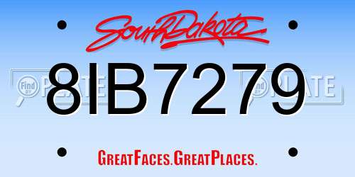 8IB7279 South Dakota License Plate