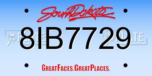 8IB7729 South Dakota License Plate