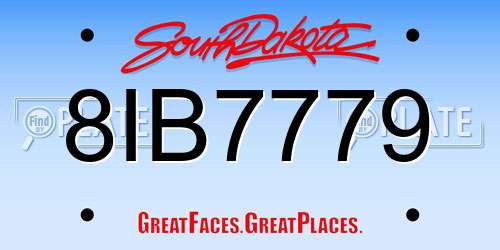 8IB7779 South Dakota License Plate