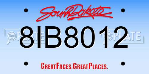 8IB8012 South Dakota License Plate