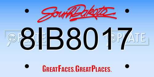 8IB8017 South Dakota License Plate
