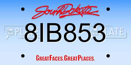 8IB853 South Dakota License Plate