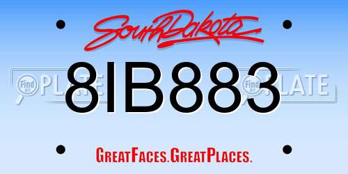 8IB883 South Dakota License Plate