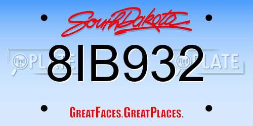 8IB932 South Dakota License Plate