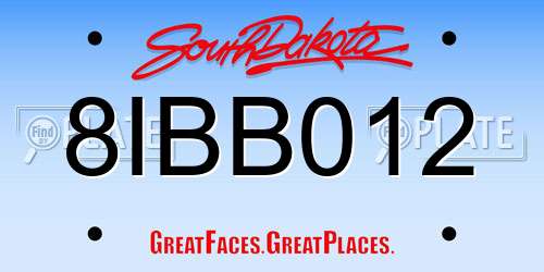 8IBB012 South Dakota License Plate