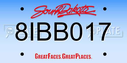 8IBB017 South Dakota License Plate