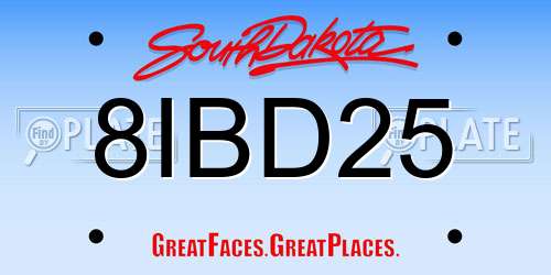 8IBD25 South Dakota License Plate